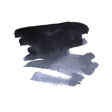 Vektör suluboya mürekkep lekesi. Kağıt dokusunda ıslak fırça darbesi. Kuru fırça darbeleri.