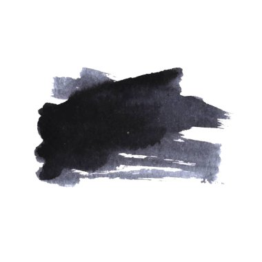 Vektör suluboya mürekkep lekesi. Kağıt dokusunda ıslak fırça darbesi. Kuru fırça darbeleri.