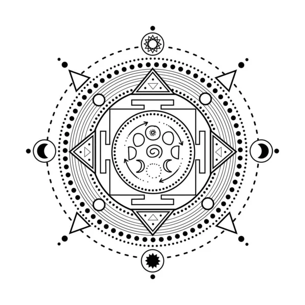 Vettore Oro Disegno Monocromatico Mandala Astratto Sacro Forma Geometrica Illustrazione — Vettoriale Stock