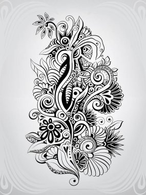 Dekoratif süs vektör çizim çiçek