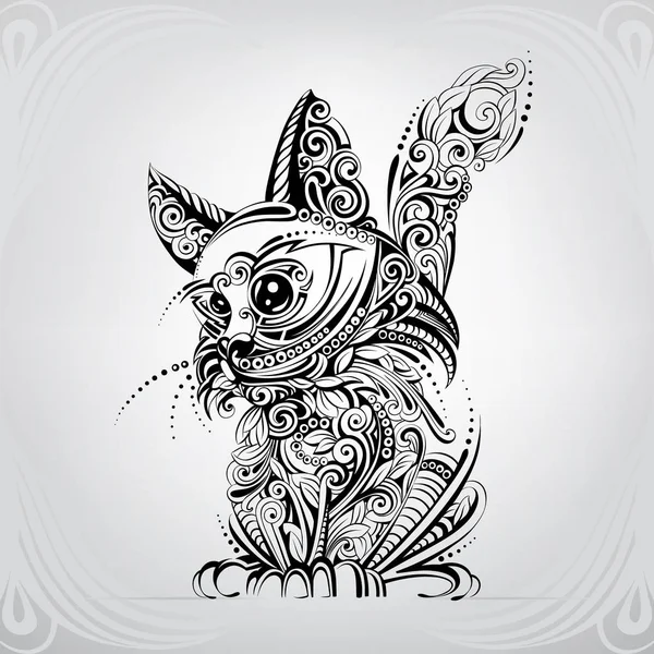 Silhouette Cat Decorative Pattern — Stock Vector
