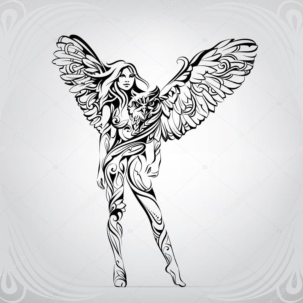 Girl Wings Vector Illustration — Stock Vector © nutriaaa 176059700