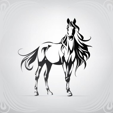 Vector silhouette of horse logo clipart