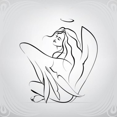 Kız kanatlı, vektör çizim