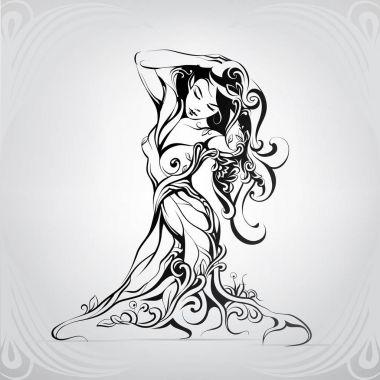 Kız bir ağaçtan silüeti