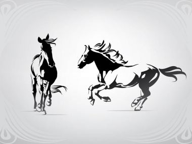 Çalışan atların siluet