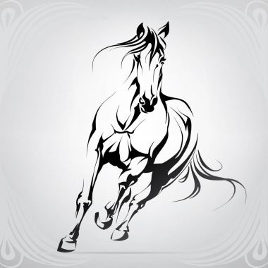 Vector silhouette of a running horse clipart