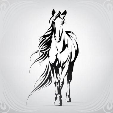 Vector silhouette of a horse clipart