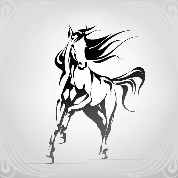 Векторный силуэт логотипа лошади
