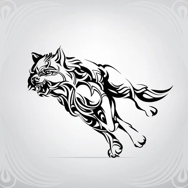 Lobo Ornamento Decorativo — Vector de stock