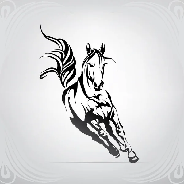Векторный Силуэт Бегущей Лошади — стоковый вектор