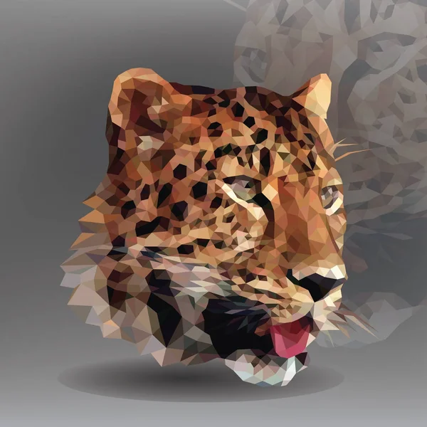 Cabeça Leopardo Estilo Geométrico — Vetor de Stock