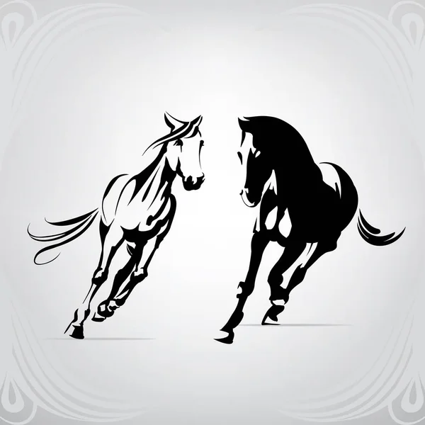 Silhueta Dos Cavalos Corrida —  Vetores de Stock