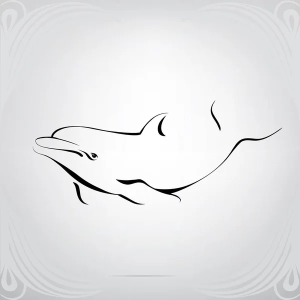 Vector Silhouette Dolphin — Stock Vector