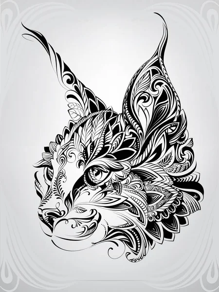 Cabeza Lince Ornamento — Vector de stock