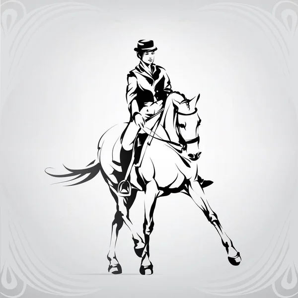 Silhouette Rider Horse Dressage — Stock Vector