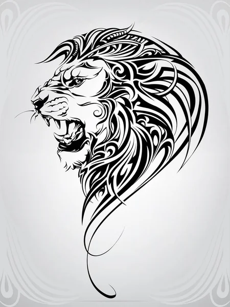 Tête Lion Dans Ornement — Image vectorielle