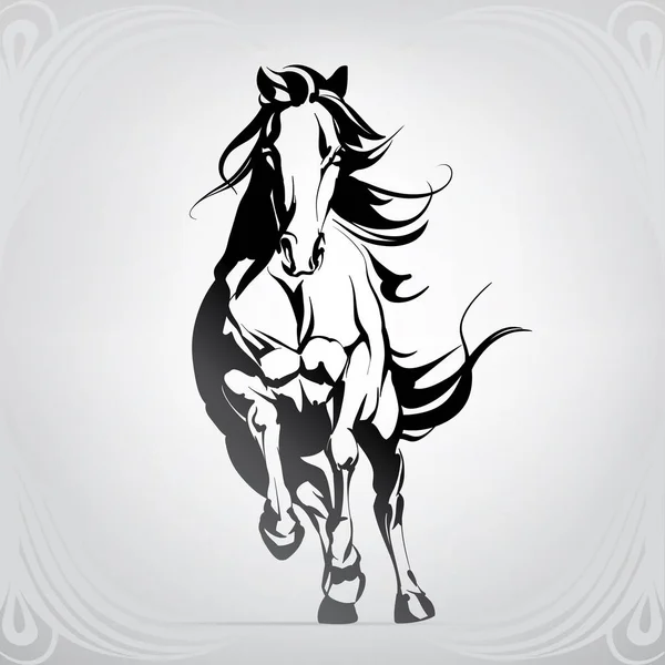 Vectorsilhouet Van Een Lopend Paard — Stockvector
