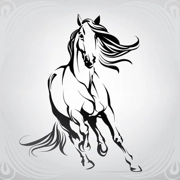 Sílhueta Vetorial Cavalo Corrida —  Vetores de Stock