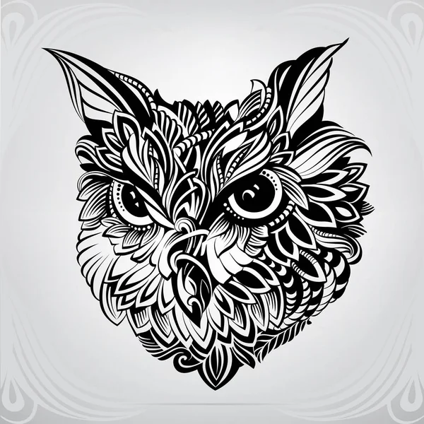 Head Owl Ornament — Stock Vector