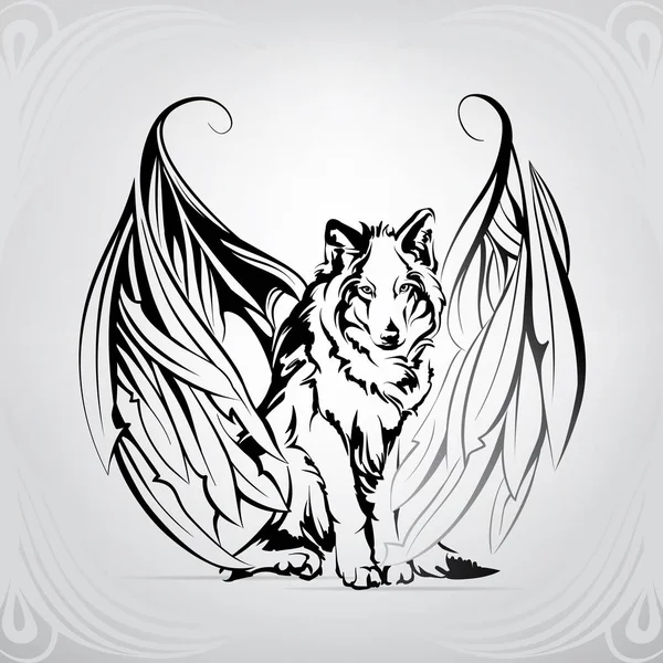 Silhouette Wolf Wings Vector Graphics