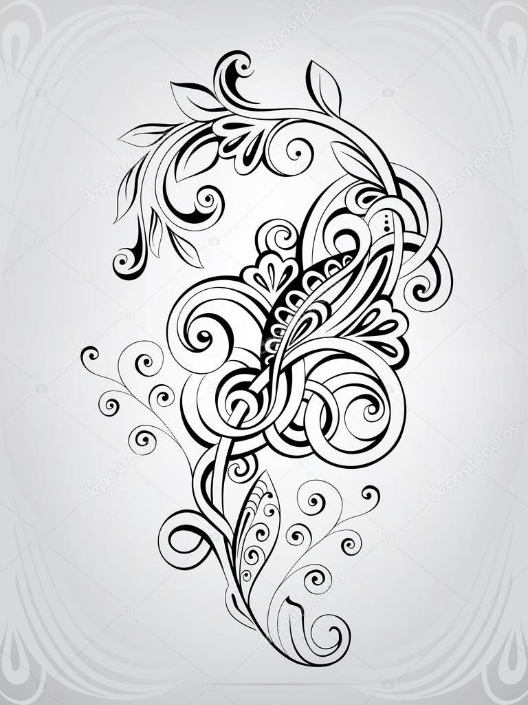 Decorative flower in an ornament, vector illustration