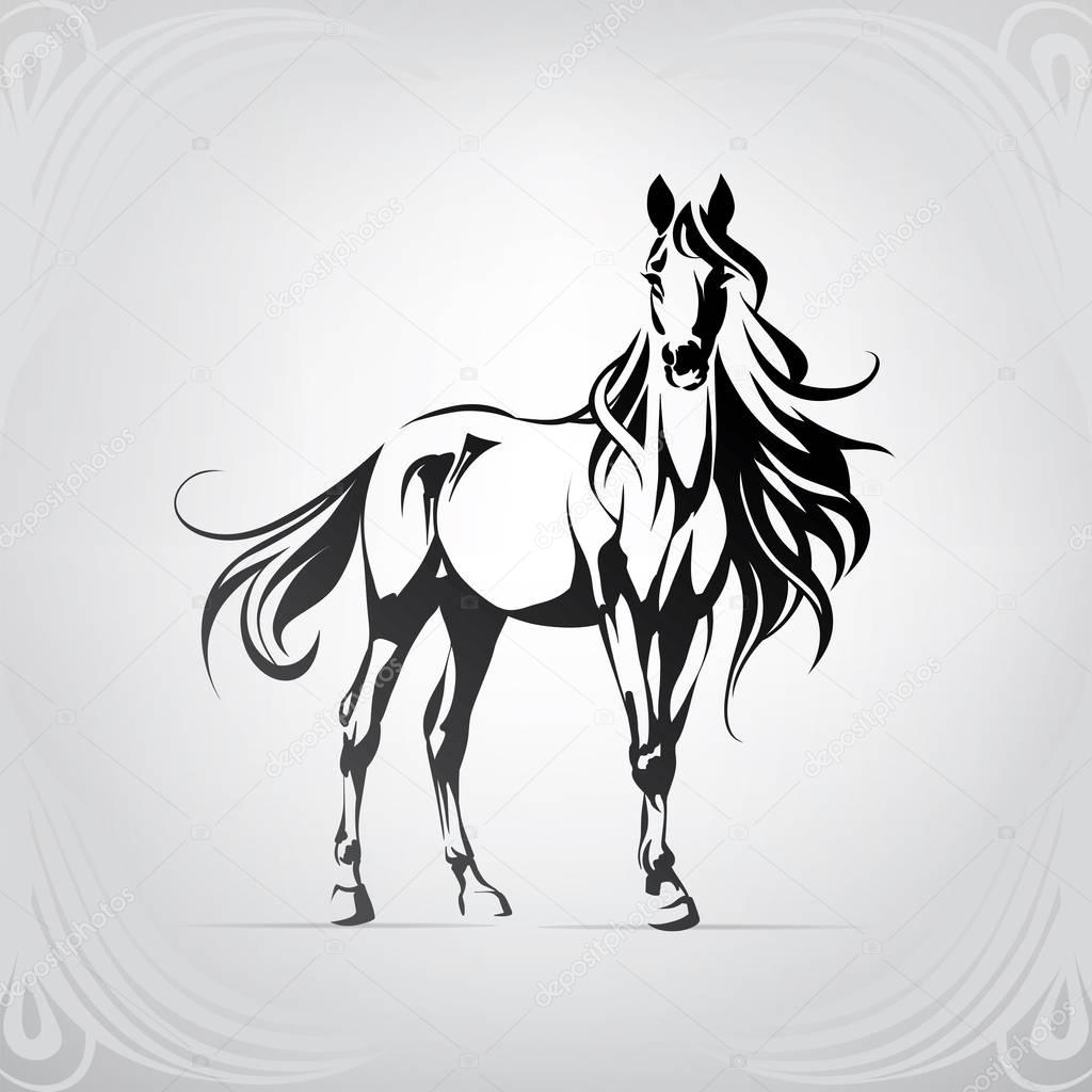 Vector silhouette of horse logo