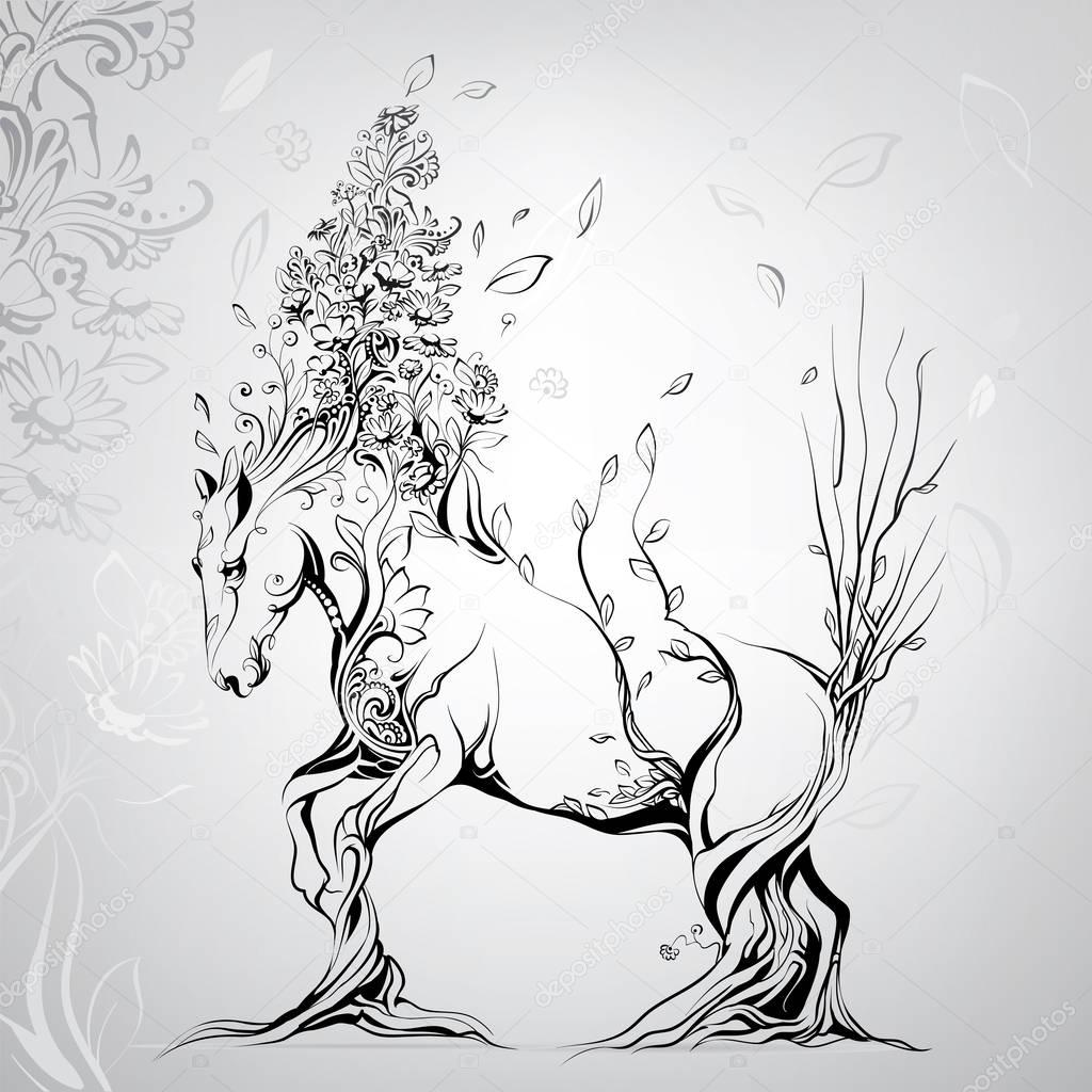 Vector silhouette of horse logo
