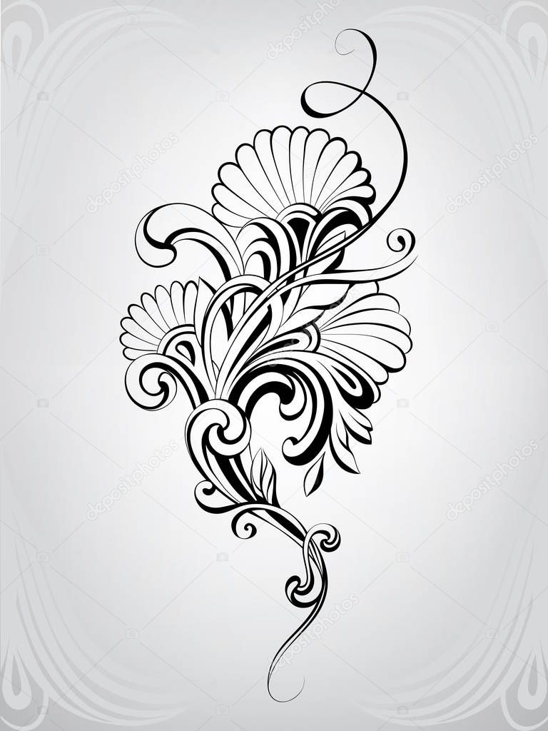 Decorative flower in an ornament, vector illustration