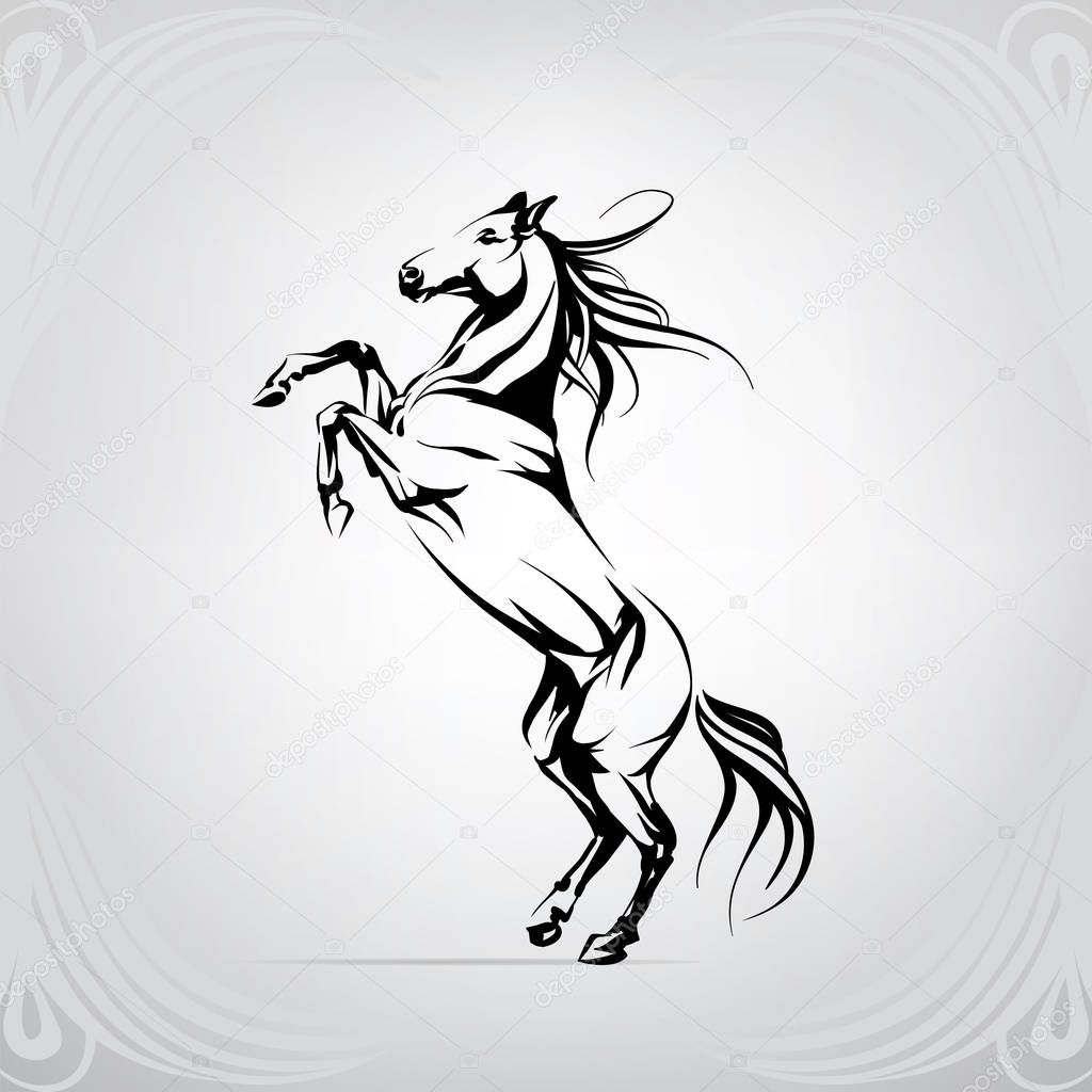 Silhouette of a horse on racks