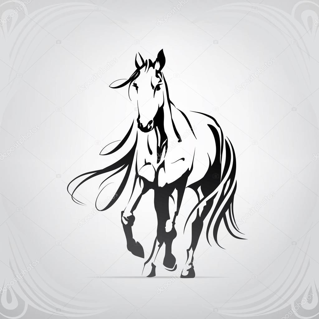 Vector silhouette of a running horse