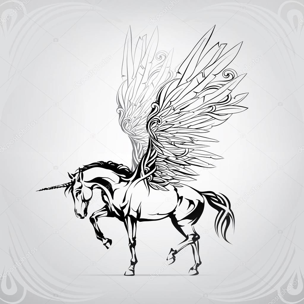 Vector silhouette of a unicorn
