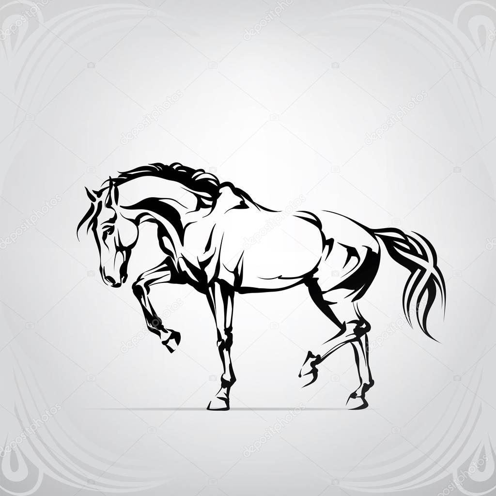 Silhouette of a walking horse