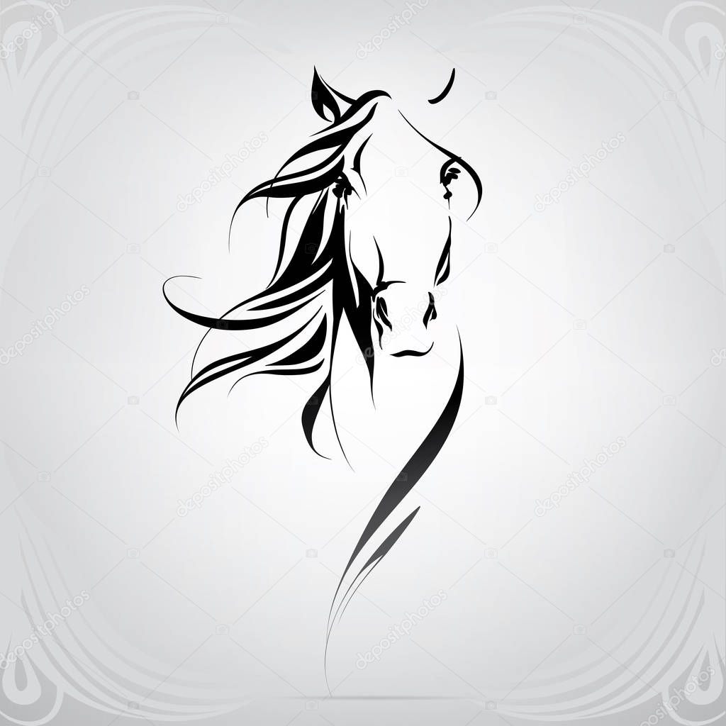 Vector silhouette of a horse's head