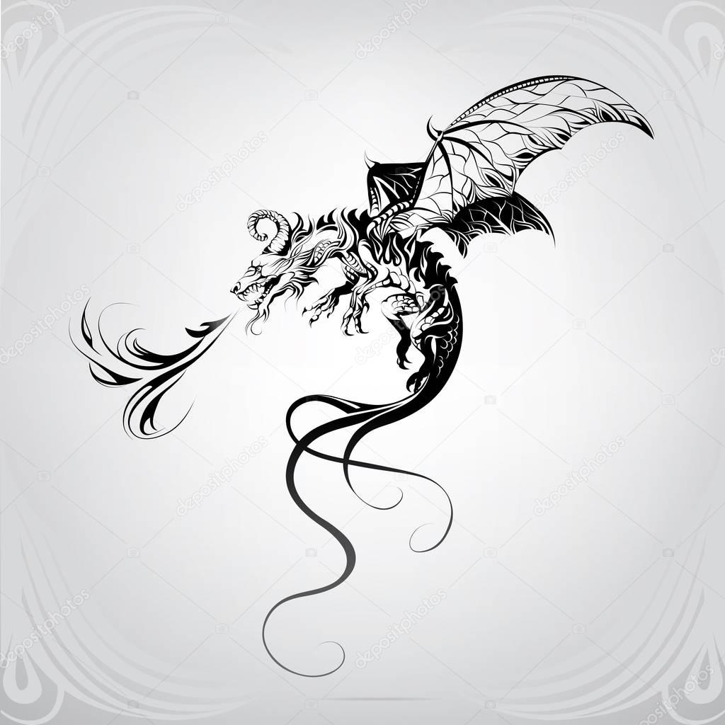 Silhouette of ancient dragon