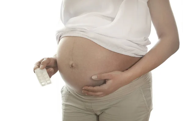 Hamile bir kadın için tıbbi ilaçlar — Stok fotoğraf