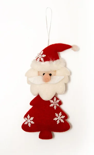 Santa Claus from felt, Christmas tree decoration isolated on whi — Stock Photo, Image