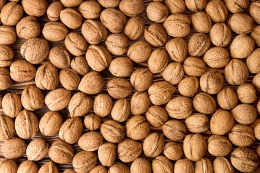 Ceviz arka plan. Ceviz doku. Grup ceviz ahşap arka plan üzerinde.