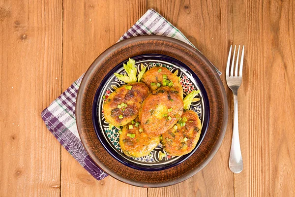 Plate of homemade fried pea fritters — Stock Photo, Image