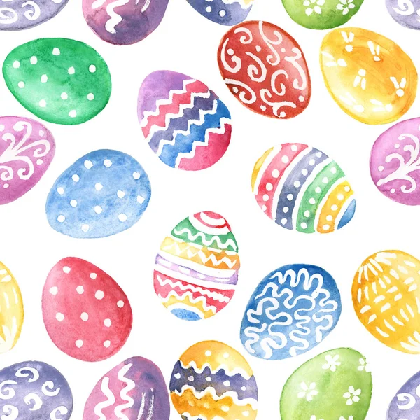 Feliz Pascua. Huevos patrón sin costura. Acuarela mano dibujado backg —  Fotos de Stock
