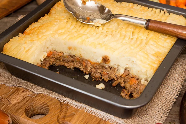 stock image Shepherd's pie traditional english dish. Recipe with minced beef