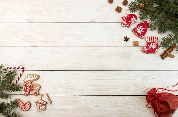 Накладні витрати Різдво новорічні свята фону. Червоний gingerbre — стокове фото