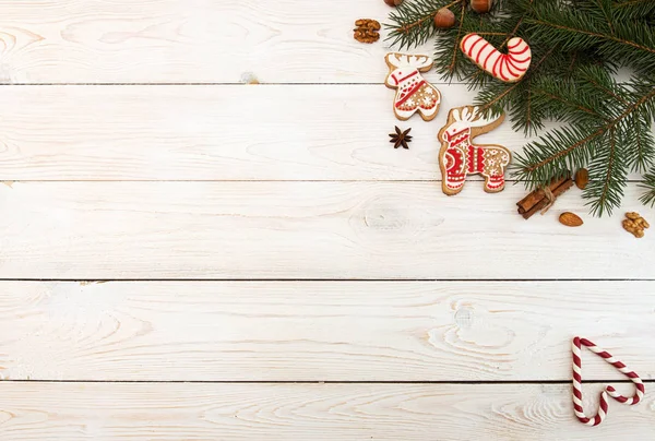 Noel Yılbaşı tatil arka plan yükü. Kırmızı gingerbre