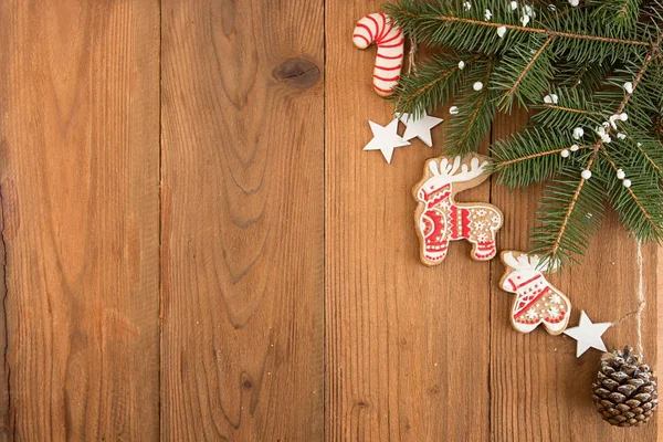 Overhead de fundo feriado de Natal Ano Novo. Decoração wi — Fotografia de Stock