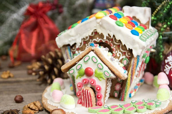 Gingerbread house. Christmas holiday sweets. European Christmas