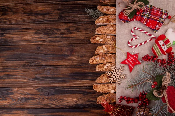 이탈리아 전통 크리스마스 드라이 쿠키 비스킷 비스킷 — 스톡 사진