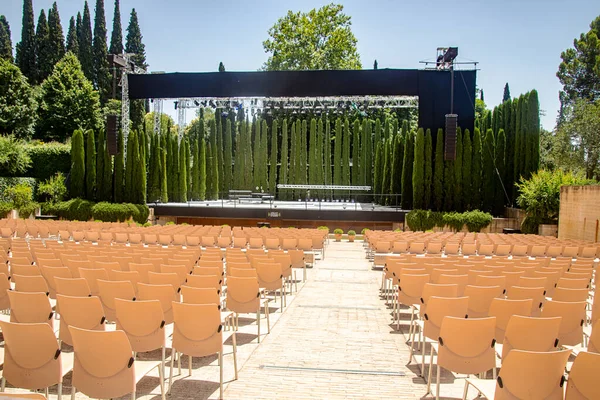 Sala Conciertos Teatro Verano Vacía Sin Gente Generalife Gardens Alhambra —  Fotos de Stock