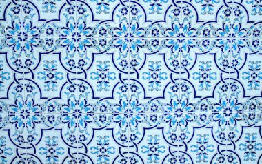 Azulejo seramik kiremit desenli arka plan. İspanyol ve Portekiz tarzı. Beyaz-mavi renk