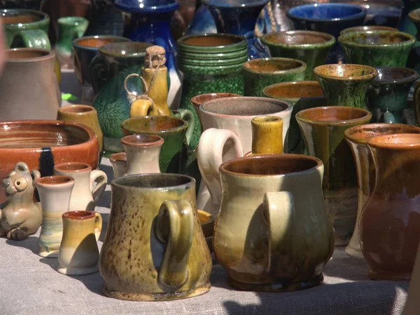 ceramic ware on the table, sunny day