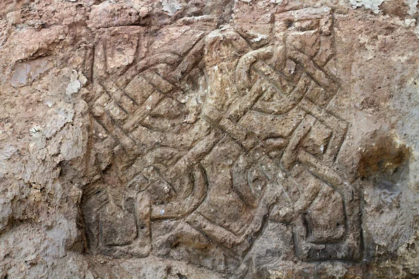 Ornamento sulla parete di un antico tempio — Foto Stock